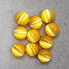 10MM ROUND CABOCHON CATS EYE DARK YELLOW(10PCS/BAG)